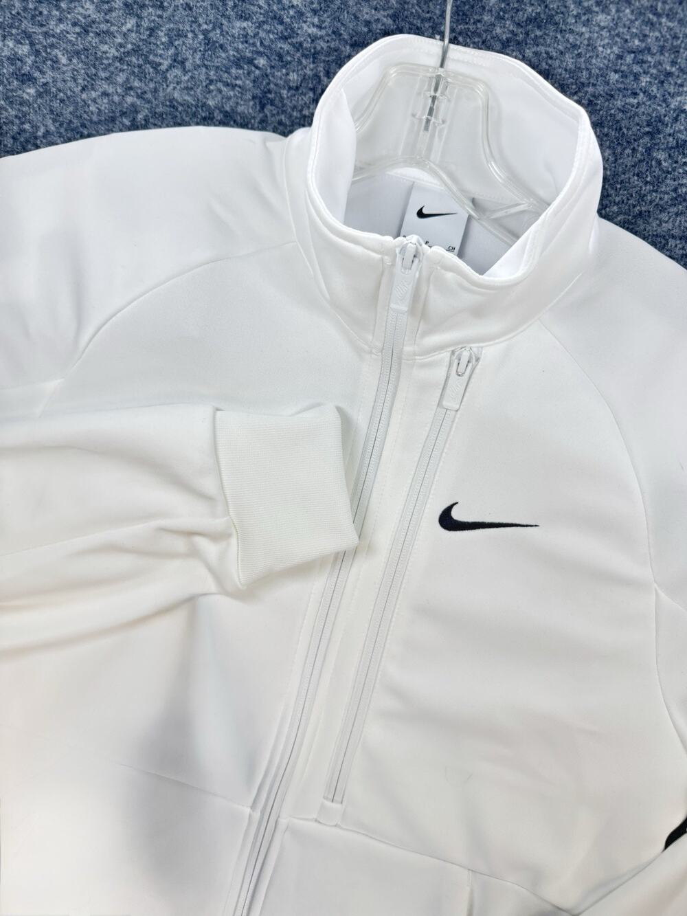 NIKE Golf Full Zip Chest Swoosh Long Sleeve Track Jacket Mens SM White NEW 0362